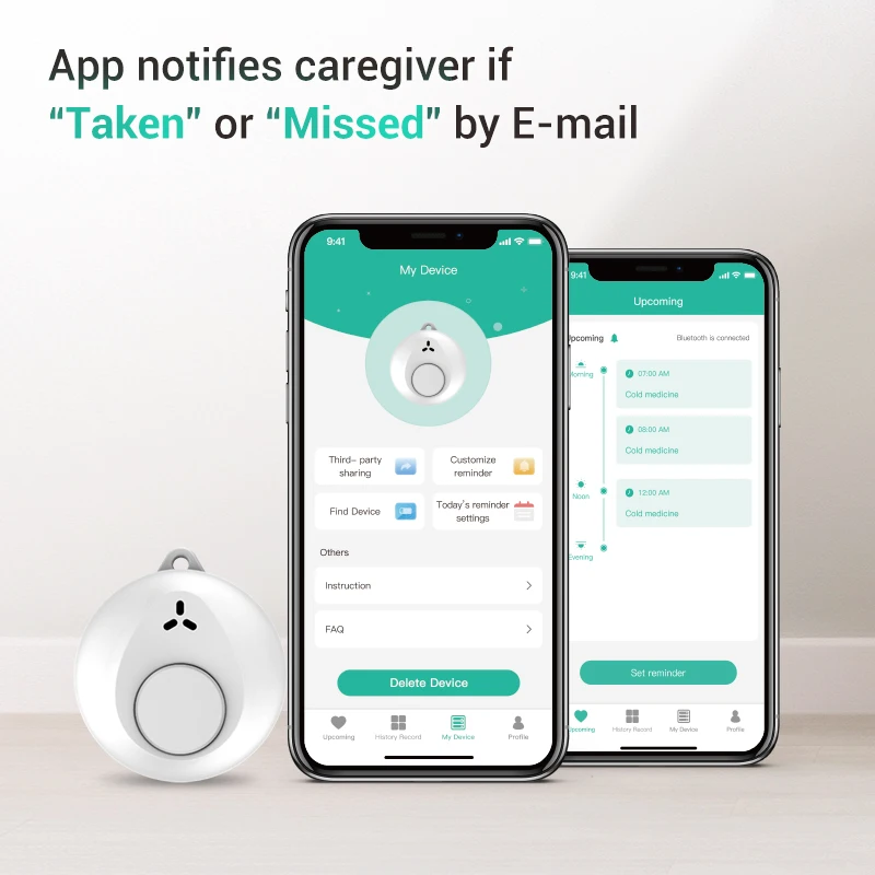 Фото Умное портативное устройство-напоминание о приеме лекарств ChoiceMMed MyMed-Reminder: легко превращает таблетницу или флакон для таблеток в умную таблетницу. №3
