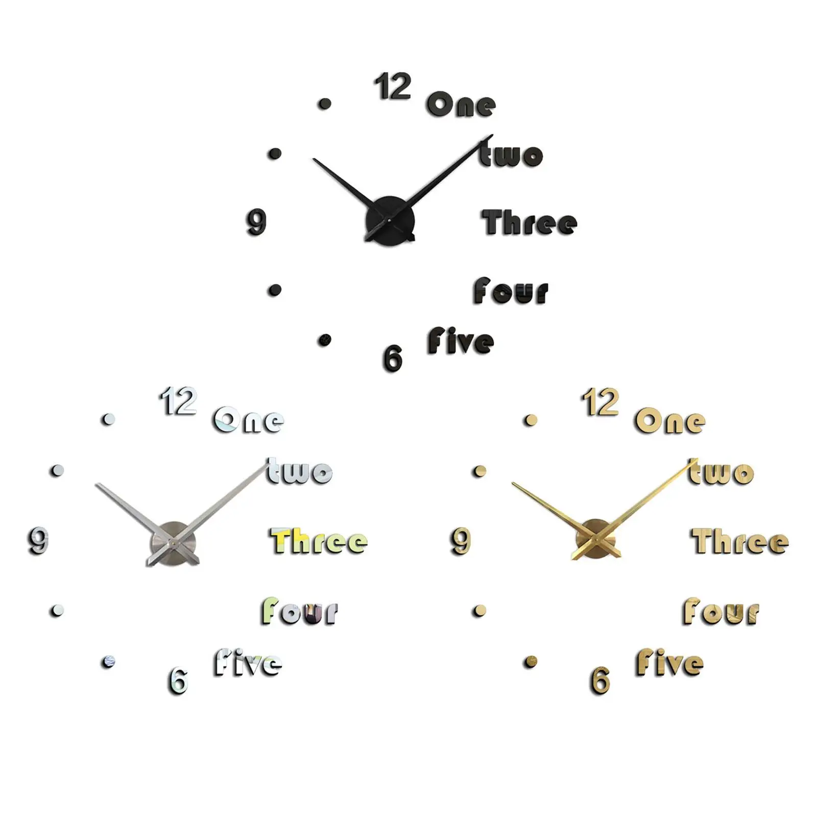 

Modern 3D Wall Clock Frameless Arabic English Numbers Decorative DIY Clocks Wall Stickers for Living Room Bedroom Nursery School