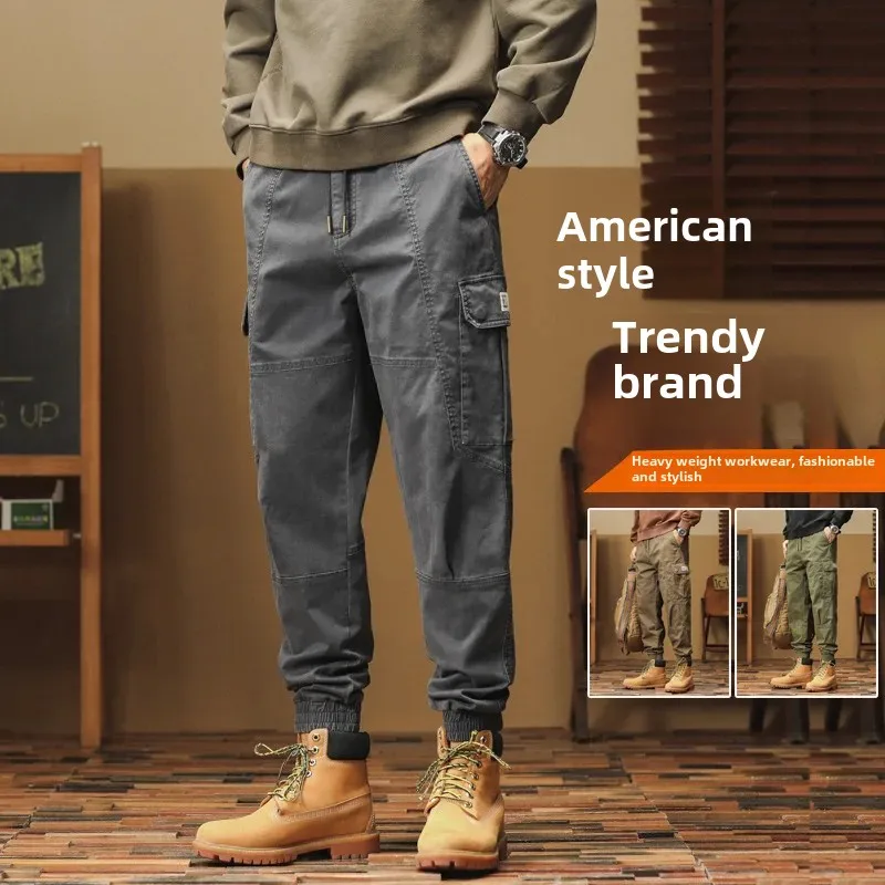 Loose-Fit Men's Cargo Pants Stylish Straight-Leg Casual Trousers Japanese Style Male Generated By AI For Spring Autumn