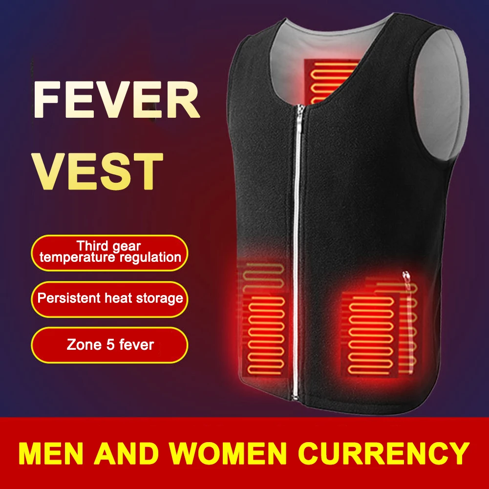 

USB Smart Heated Vest 5 Temperature Levels Electric Heated Jacket 5 Heating Zone Winter Warm Clothes for Outdoor Skiing Hiking