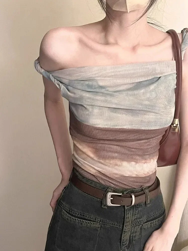 2024 топы Ropa Mujer Y2k модные летние корейские майки с принтом тай-дай марлевый жилет