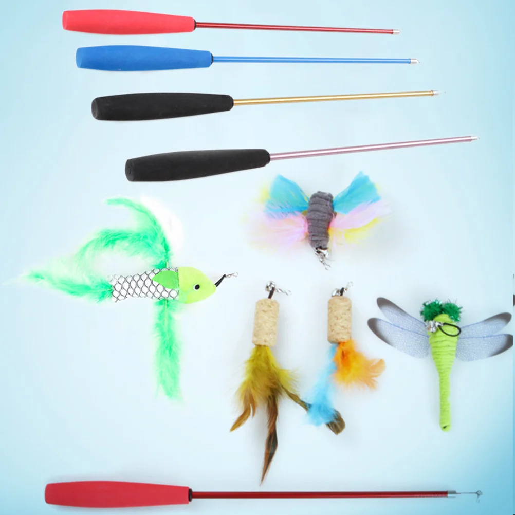

6pcs/set Colorful Durable Nontoxic Cat Teaser with 5pcs Replace Heads Funny Toy Pet Products Toys
