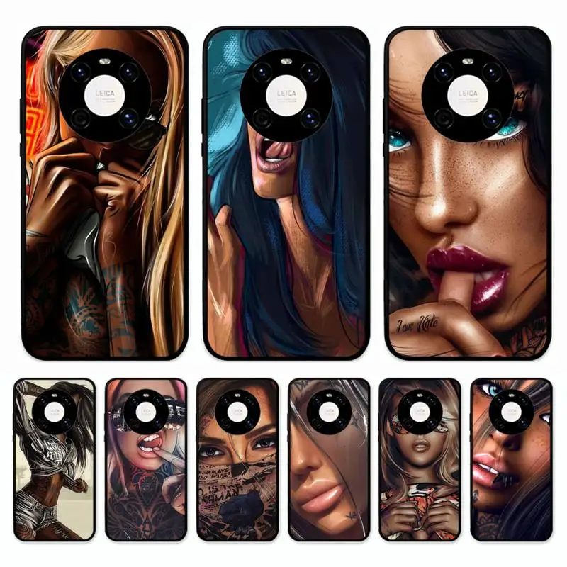 

Sleeve Tattoo Sexy Girl Phone Case for Huawei Mate 20 10 9 40 30 lite pro X Nova 2 3i 7se