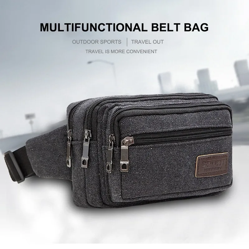 

Men's Waist Bag Durable Waist Packs Belt Messager Shoulder Bags Vintage Canvas Multifunction Traval Bag Outdoor Male Fanny Pack