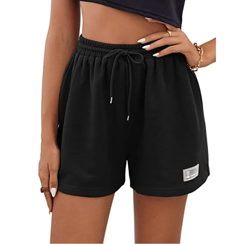 Women's Shorts Simple Cotton Wide Leg Casual Shorts Yoga Beach Pants Female Drawstrings Lace-up Sports Shorts Outdoor Bottoms