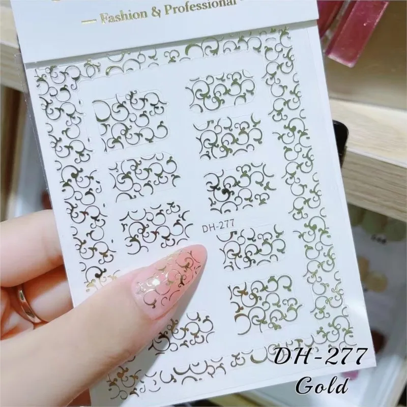 

3D Stamp Flower Nail Sticker 10*8cm Self-adhesive Slider Decals For Nails Art Tips Manicure Decorations Geometry Flower Stickers