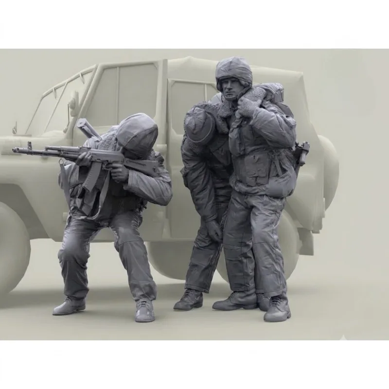 Фото Набор для сборки фигурок из смолы в масштабе 1/35: Современная российская пехотная спасательная операция, миниатюрная игрушка на 3 персонажа, в разобранном и неокрашенном виде. №1
