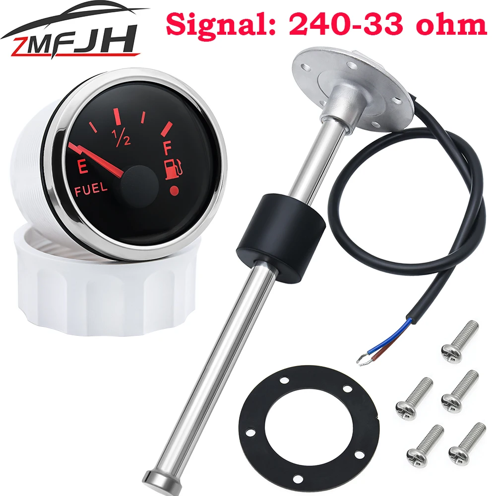 

AD 2'' 52mm Car Marine Boat Fuel Tank Level Gauge 240-33 ohm Waterproof Fuel Level Gauge Tank Indicator Meter+ Sensor 100-500mm