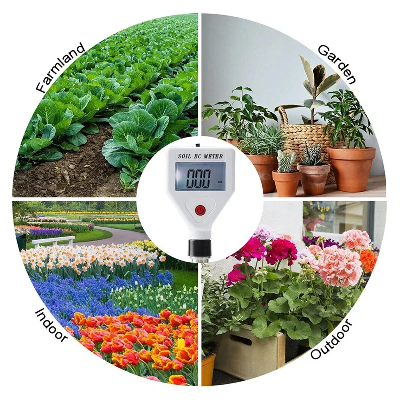 

Soil EC Meter High Precision Metal Probe ATC Conductivity Tester Detector For Flowers Farmland Garden