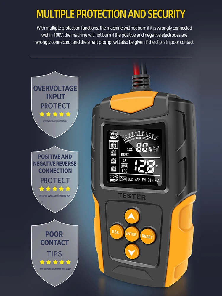 Автомобильный тестер свинцово-кислотных аккумуляторов гель AGM WET CA SLA анализатор