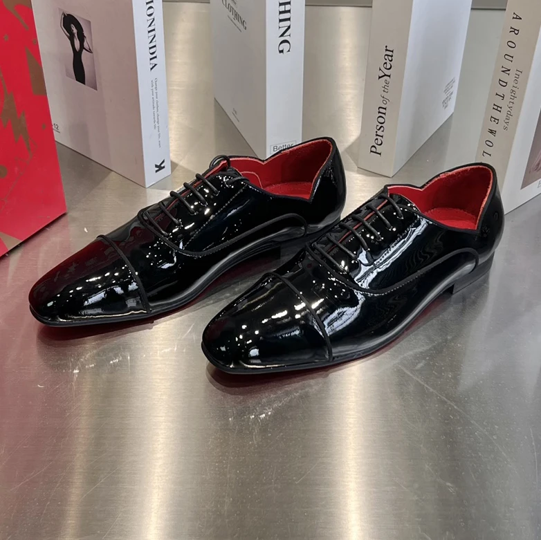

Высококачественные мужские деловые кожаные туфли на красной подошве, дизайнерские Роскошные модные повседневные лоферы, профессиональная Классическая обувь HJ0206