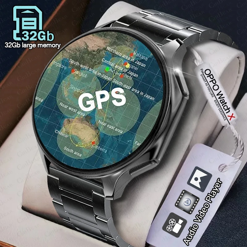 Смарт-часы для OPPO WATCH X мужские 466*466 HD 4 Гб с большой памятью музыкальный плеер GPS