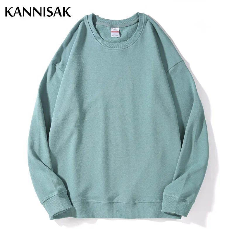Свитшот KANNISAK женский однотонный пуловер из 100% хлопка в стиле Харадзюку парная