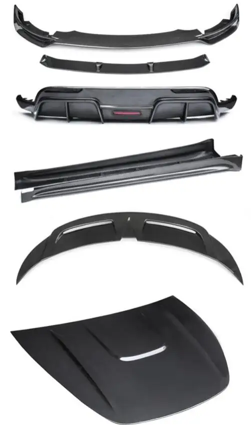 

Front Bumper Lip+Rear Spoiler+Trunk Diffuser+Side Body Skirt+Hood Engine Cover For Tesla Model Y 2021 2022 Real Carbon Fiber