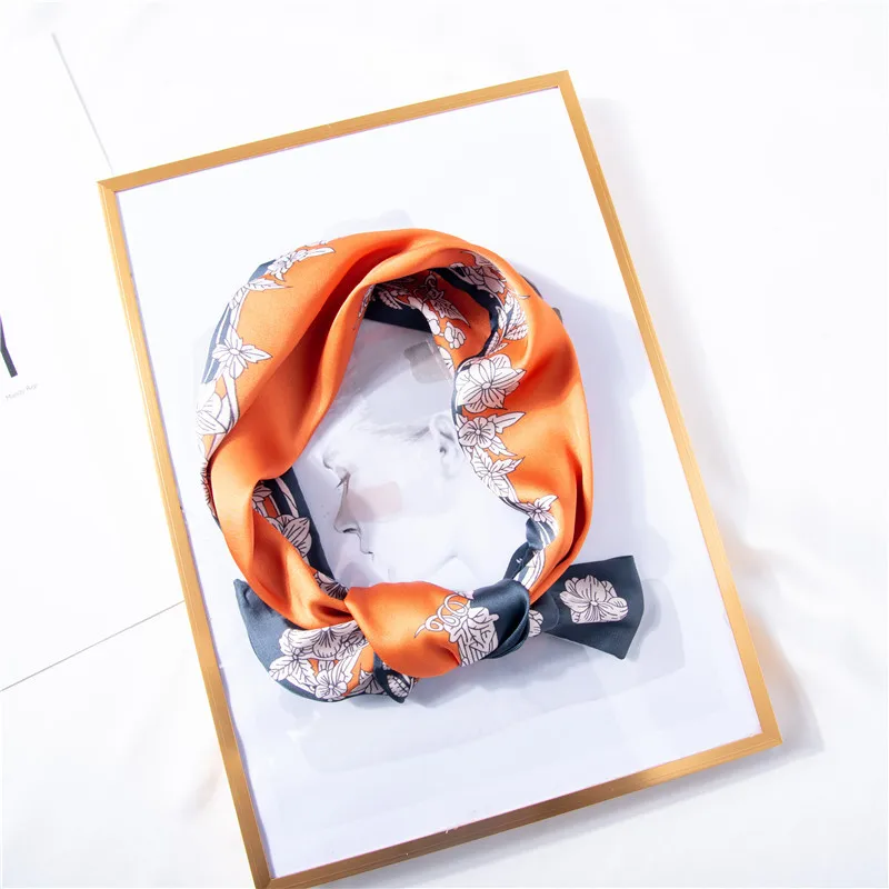 

Spring Striped Scarf Foulard Bandana Women Small Neckerchief Real Silk Hair Band Neck Scarves Female Tie New 2022