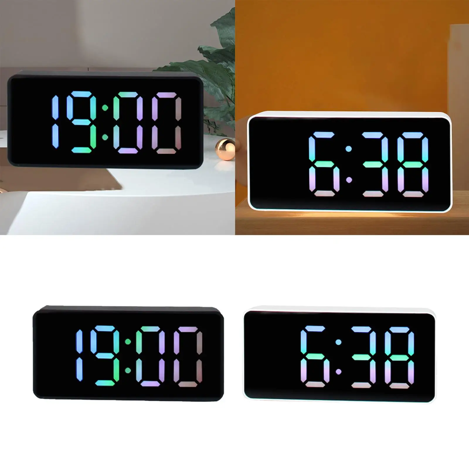

2Pcs Modern Digital alarms Clocks LED Electronic Clock for Home Bedside