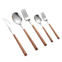 dinnerware sets 304 stainless steel tableware set glossy wood silver 1681224 pcs western food knife fork teaspoon cutleries