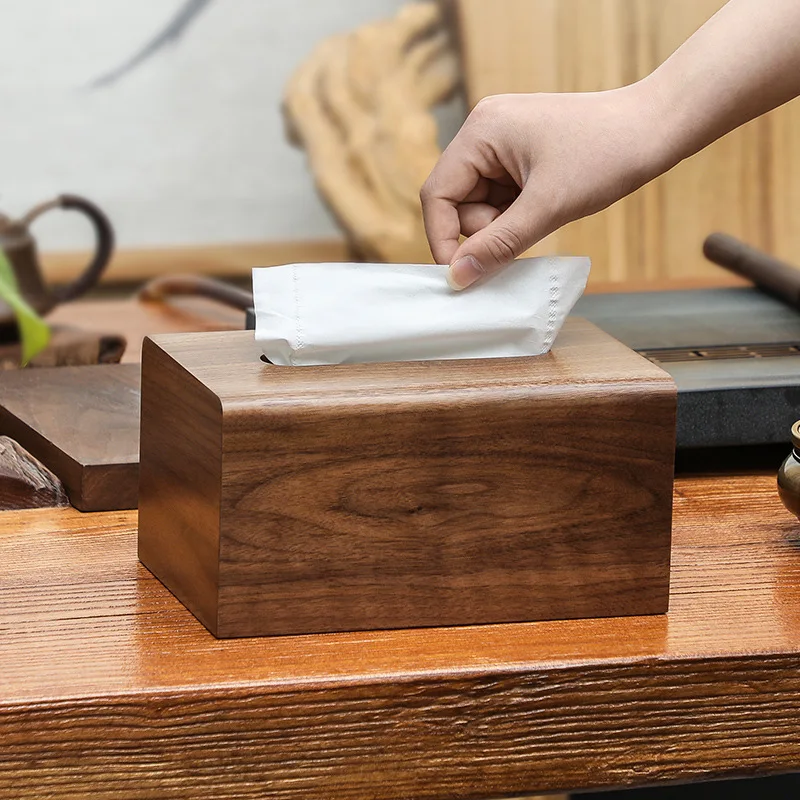 Минималистичные черные ореховые коробки для салфеток современный деревянный