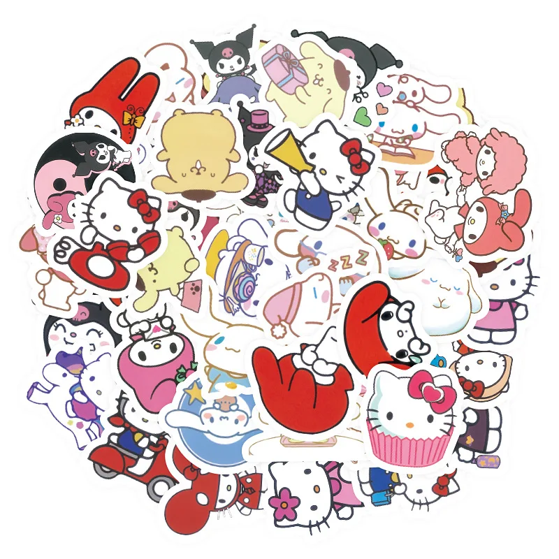 

Kawaii Sanrioed Anime Cartoon series Decorative Stickers Kuromi My melody Cinnamoroll KT cat Handbook Cute Stickers Kids Gifts