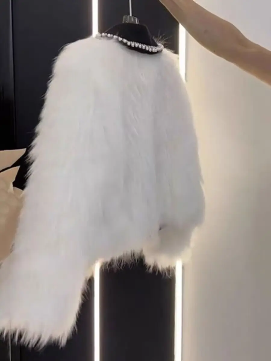 Высококачественное плотное пальто из искусственного меха с бусинами для женщин