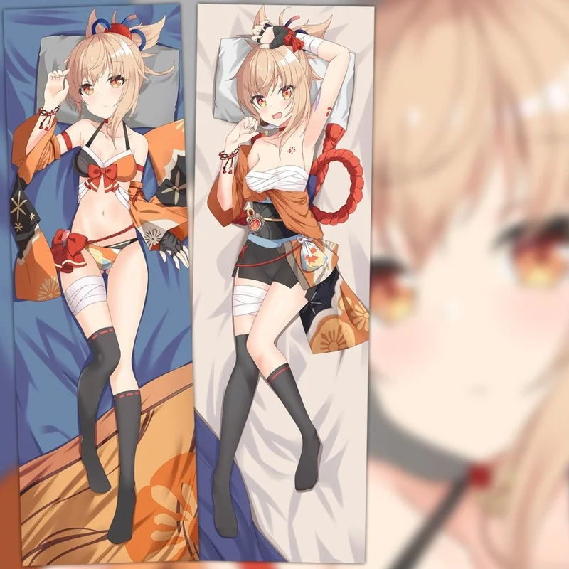 

Аниме игра Genshin Impact Yoimiya Dakimakura обнимающая подушка для тела Чехол Otaku Loli Подушка Наволочка Декорации для косплея подарки