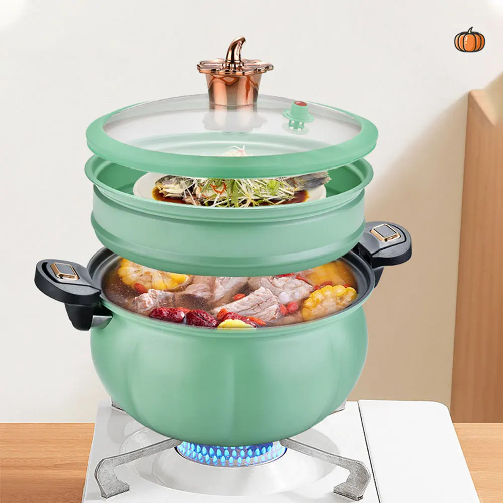 

8L Capacity Micro Pressure Pot Maifanshi Non Stick Pumpkin Cooking Pot Household Stewing Pot with Steamer Soup Stewing Pot