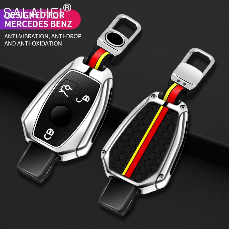 

Чехол для автомобильного ключа из цинкового сплава, силиконовая подкладка, светящийся двухцветный чехол для ключа для Mercedes Benz W203 W204 W212 W213 W176...