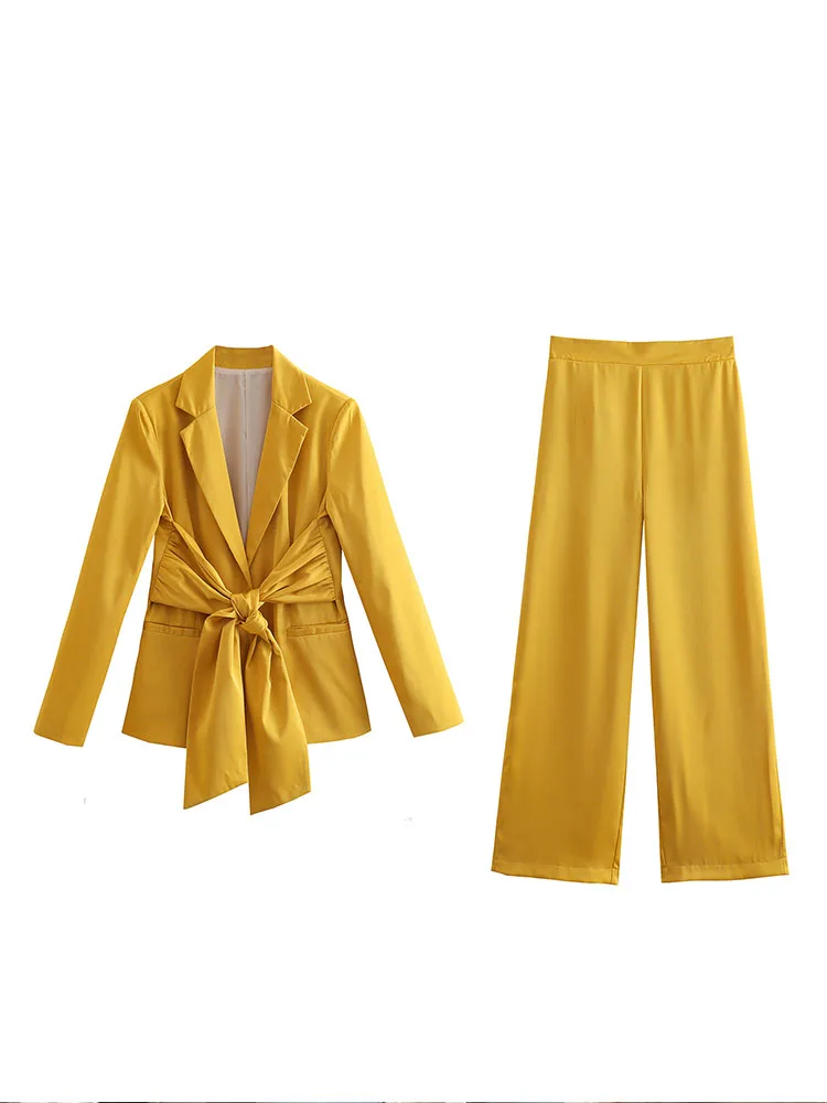 

BM&MD&ZA 3733260 Women's 2022 autumn new fashion bow silk satin texture suit jacket retro long-sleeved women's jacket 3733260