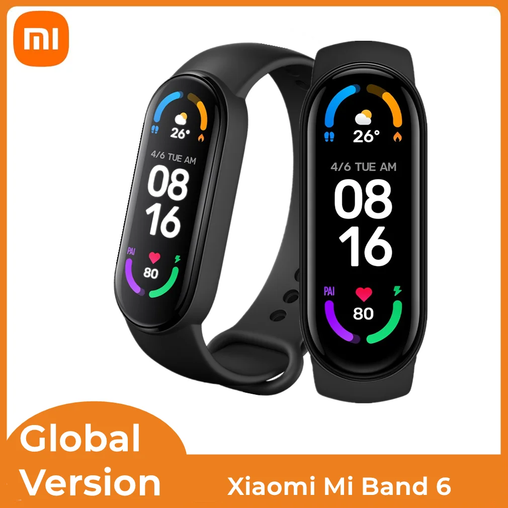 

Умный Браслет Xiaomi Mi Band 6, водонепроницаемый фитнес трекер с AMOLED экраном, с функцией измерения кислорода в крови, Bluetooth
