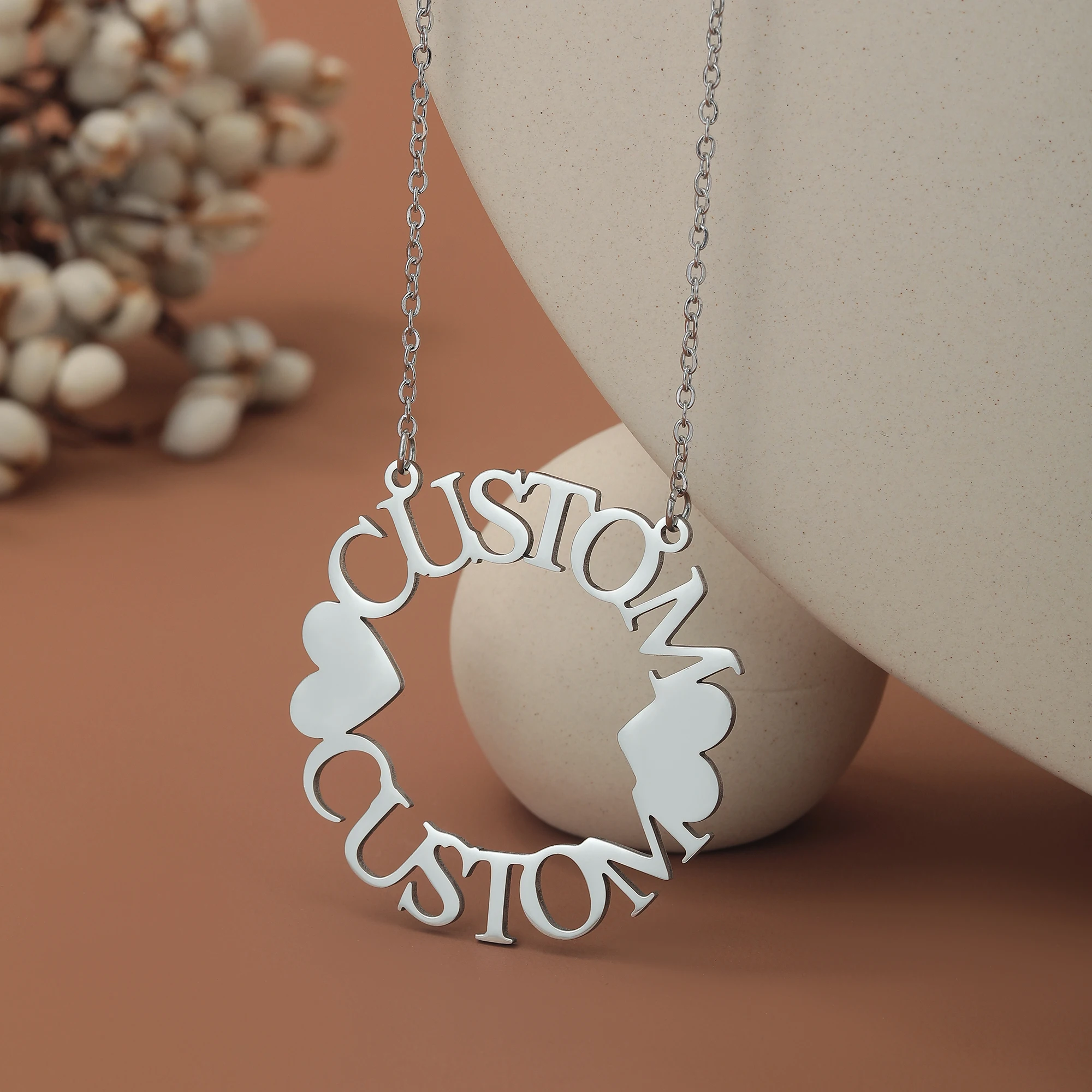 Нержавеющая сталь персонализированная табличка с именем любовь сердце ожерелье