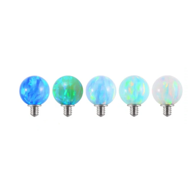 

Right Grand ASTM F136 Titanium 14G Replacement Synthetic Opal Ball Ends for Internally Threaded Piercing