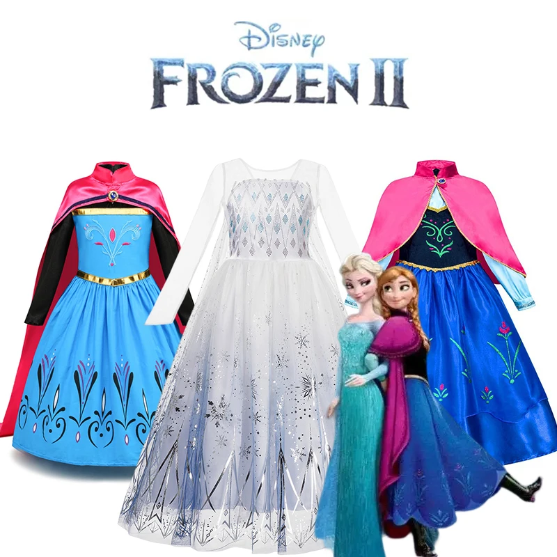 

Fantasty DISNRY Frozen Elsa Costume For Girls Carnival Birthday Party Cosplay Dresses Halloween Anna Costume for Kids 2 to10 Yrs