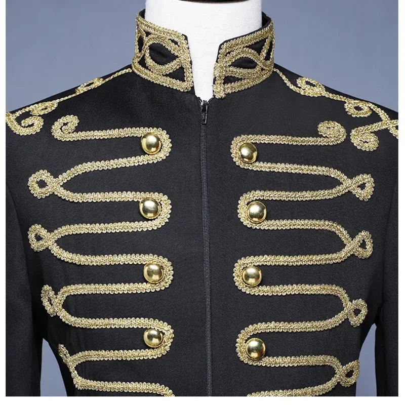 Стимпанк Военные цепочки с кисточками Костюм принца вышивкой Средневековая