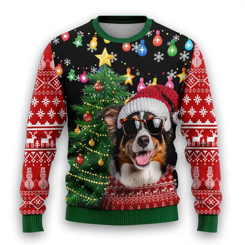 Забавный мужской уродливый свитер для домашних животных рождественский