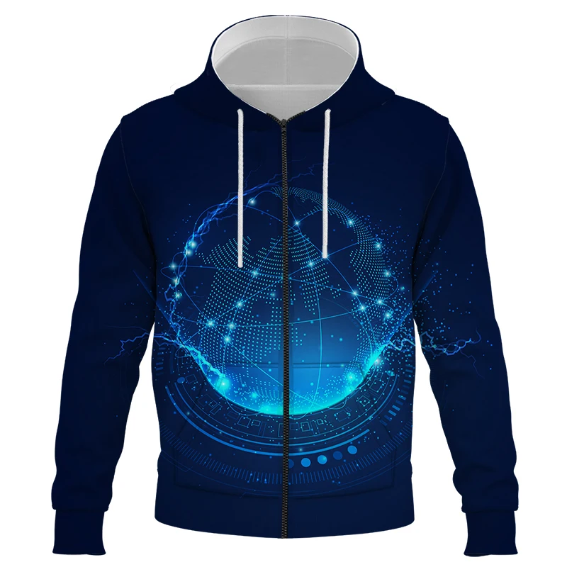 

2018 new AI intelligent image zipper hoodie men's hoodie autumn and winter hip hop hoodie casual brand 3D hoodie Men Clothing