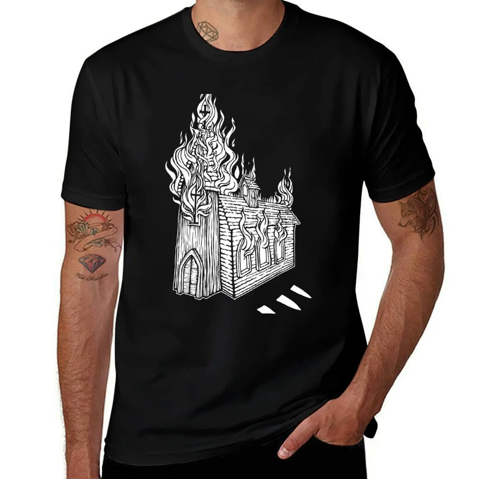 Фото Футболка Church Fire, классическая хлопковая футболка с круглым вырезом №1
