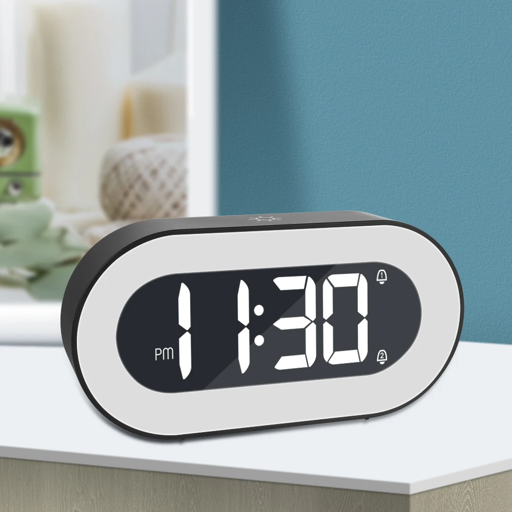 

Цифровой будильник с питанием от USB, музыкальные настольные часы, электронные настольные часы, ночсветильник с сенсорным повтором сигнала