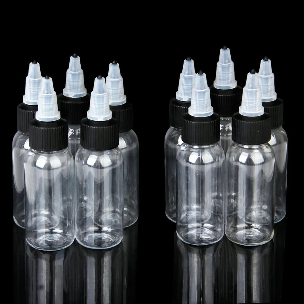 

10pcs Empty Ink Bottles Clear Pigment Bottles Transparent Pigment Storage Bottle with Cap 60ml ( )