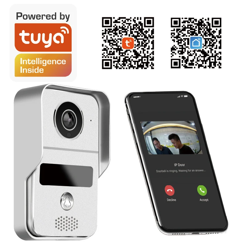 Бесплатная доставка беспроводной дверной звонок Tuya Wi-Fi RJ45 LAN 1080P IP видеодомофон