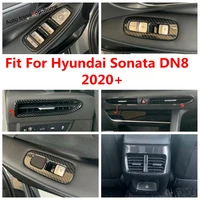 abs dashboard front air ac head lamp window lift button cover trim carbon fiber accessories for hyundai sonata dn8 2020 2022