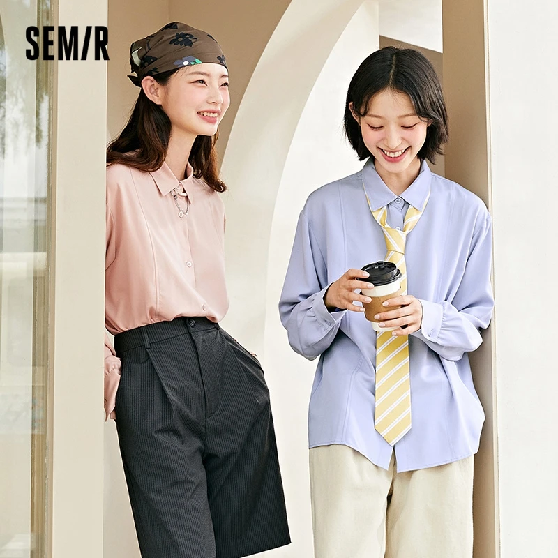 

Semir White Shirt Women Design Sense 2021 Early Autumn New Long-Sleeved Tops Loose And Thin Jk Women'S Shirts Green