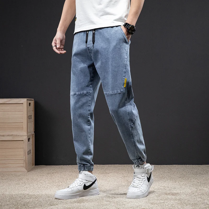 Fashion Jeans Men's Spring Autumn Tide Brand Cargo Loose Beam Feet Korean Trend Casual Long Pants Large Size M-8XL