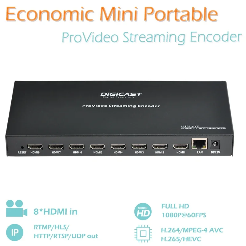 DIGICAST 1080P 8 каналов IPTV RTSP оборудование H.264 HDMI видео кодировщик для прямой