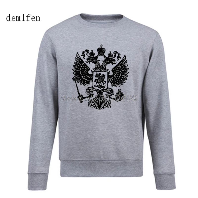 

New Russian Empire Coat Of Arms Of Russia Eagle Hoodies Men's Spring Autumn Thicken Fleece Fashion Pullover Sweatshirt