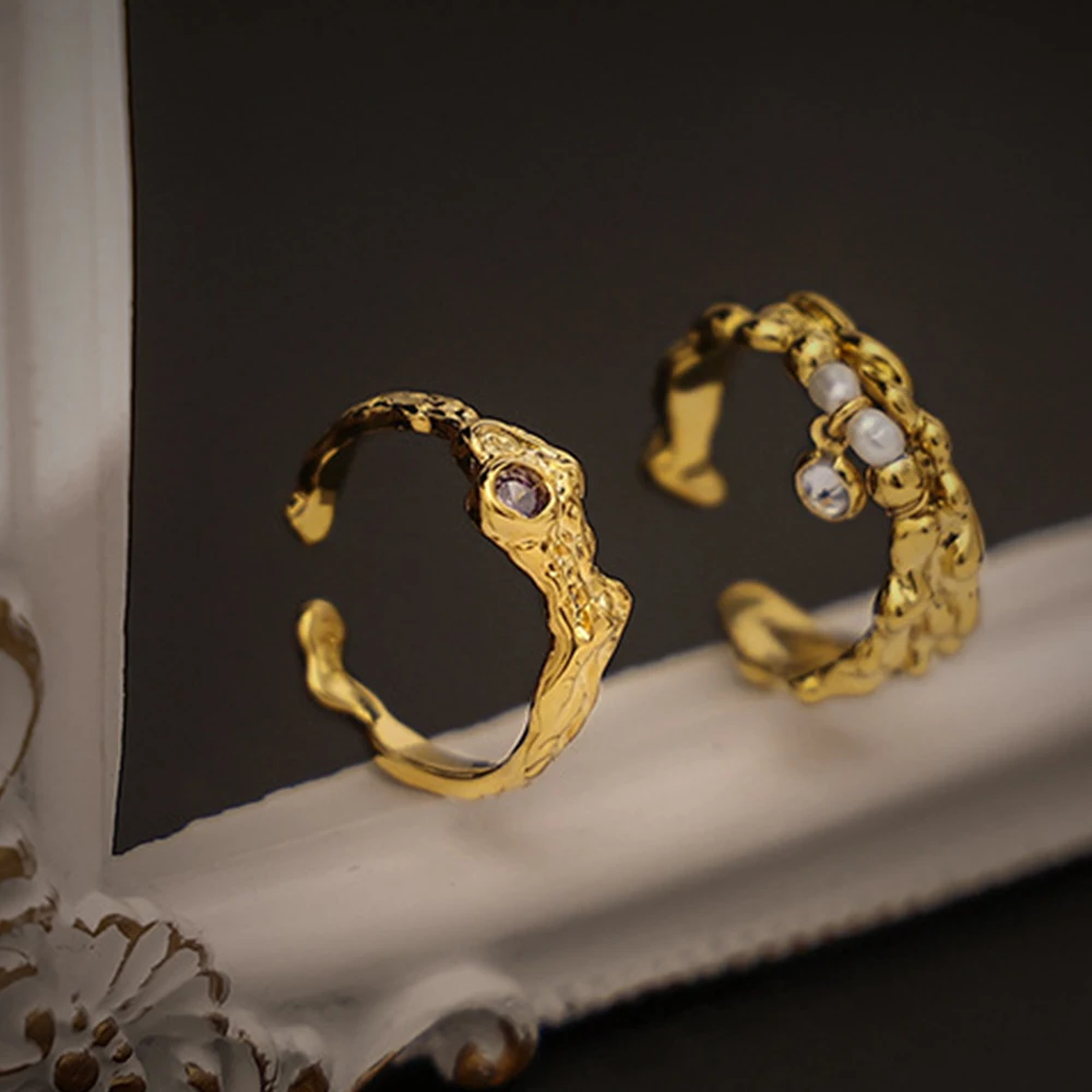 

Модное винтажное Открытое кольцо с натуральным жемчугом и цирконом для женщин и девушек, кольца, ювелирные изделия, оптовая продажа