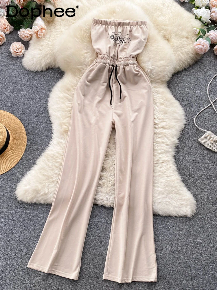 

Slim Waist Printed Jumpsuits Pants Temperament 2022 New Women's High Waist And Wide Legs Rompers Tide Fashion