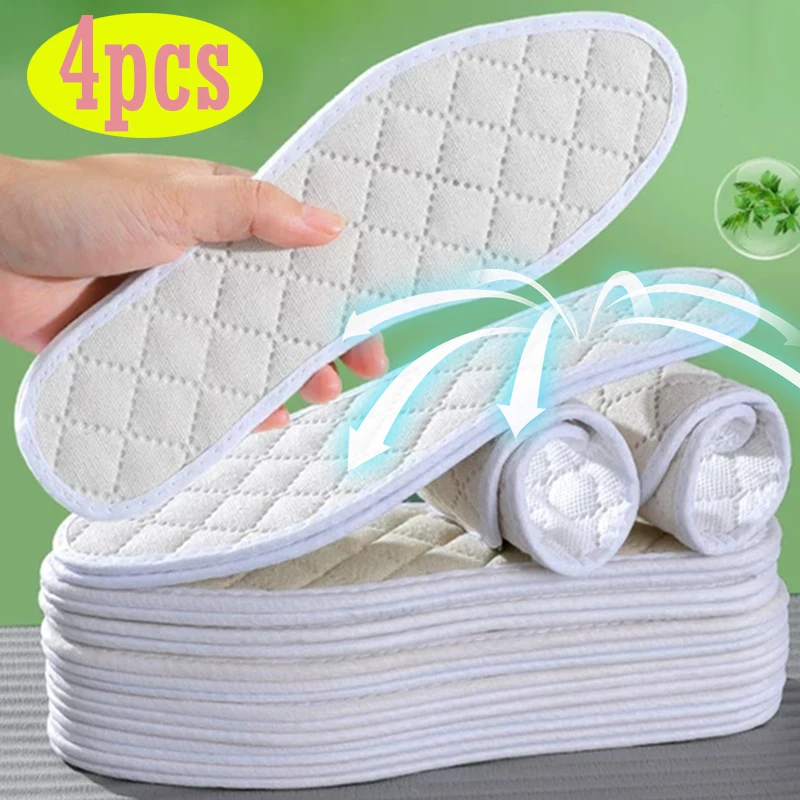 

2/4pcs Deodorant Cotton Insoles Summer Foot Sweat-absorbing Insoles Canvas Shoe Pad Sports Shoes Pads Insole for Men Women