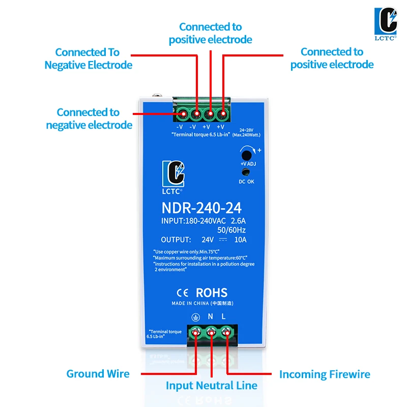 12 В 24 48 источник питания постоянного тока ИБП Монтаж на DIN-рейку Лабораторный