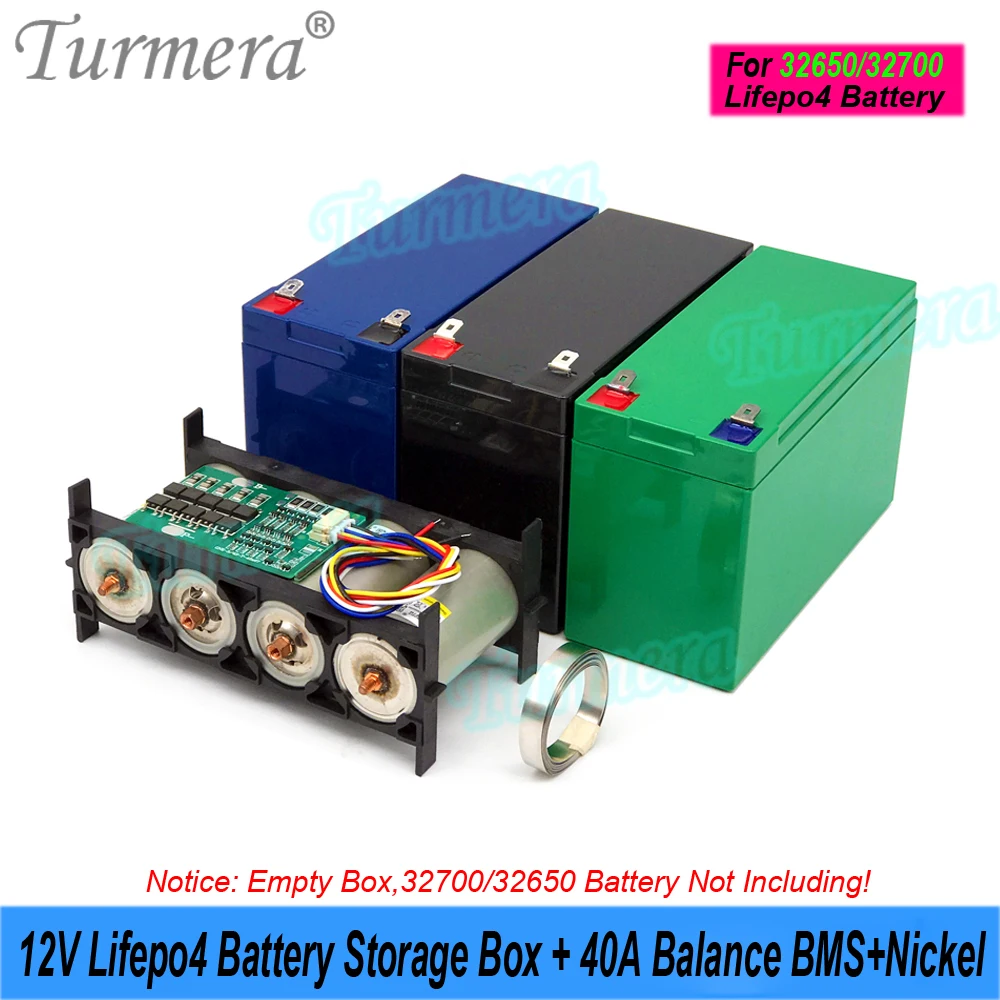 

Turmera 12V Lifepo4 Battery Storage Box 1X4 32700 Holder 12.8V 4S 40A Balance BMS with Nickel Use in 12V UPS Replace Lead-Acid