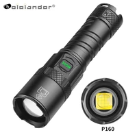sololandor newest xhp160 led strong light flashlight type c usb rechargeable zoom electric display camping portable flashlights